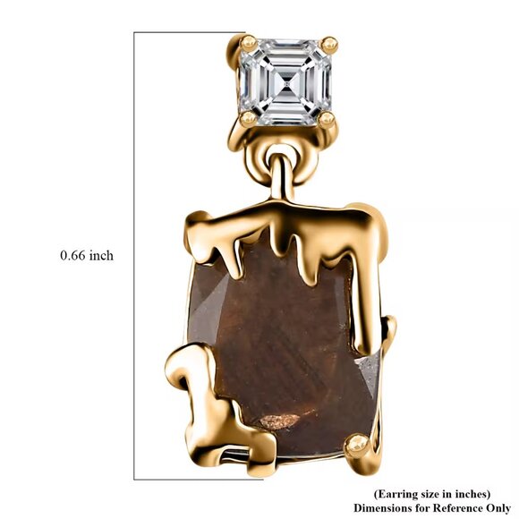 Zawadi Chocolate Sapphire & White Topaz Molten Moments Earrings 18K o/SS NEW - Picture 6 of 6